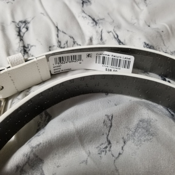 DKNY White Silver Pebble Studded Skinny Belt - Picture 4 of 4